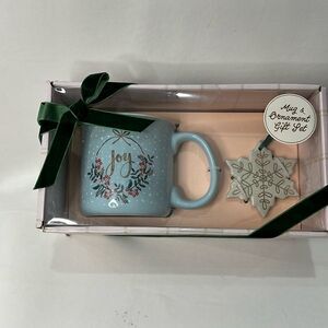 Ecology Holiday Camper Mug & Ceramic Ornament Gift Set 2023 Boxed Joy Blue Gift